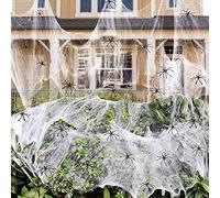 VEYLIN 60g Halloween Spider Web Decoration, with 30pcs Fake Spiders, Stretchable Halloween Cobwebs for Halloween Decorations