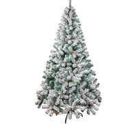 VEYLIN 6ft Christmas Tree Snow Flocked Artificial Tree with Pine Cones and Metal Stand (700 Tips)