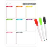 VEYLIN A4 Magnetic Weekly Planner for Fridge, Dry Wipe Fridge Whiteboard for Daily Routines Meal Planning and Reminder, 3 Dry Erase Marker Pens Included