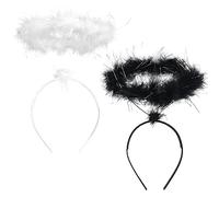 VEYLIN Angel Head Band,2 Pieces Angel Halo Hoop for Christmas Carnival Costume Party (Black+White)
