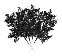 VEYLIN Artificial Christmas Leaves Picks, Black Glitter Branches for Xmas Tree Wreath Festival Decoration, 28 cm/10 Pcs