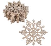 VEYLIN Christmas Hanging Decorations, 12PCS Champagne Christmas Tree Decorations Christmas Glitter Snowflake Ornaments Christmas Trees Hanging Decorations (Champagne)