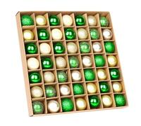 VEYLIN Christmas Baubles, 49pcs 3cm Mini Christmas Tree Baubles Glitter Christmas Baubles for Christmas Tree Decoration (Green Gold and Silver)