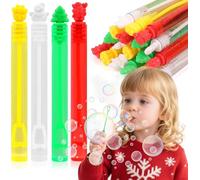 VEYLIN Christmas Bubble Wands,20pcs Mini Christmas Bubble Tubes Party Bag Fillers, Multi-Colour Xmas Bubble Tubes for Kids