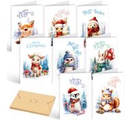 VEYLIN Christmas Cards Pack of 16 Christmas Cards Seasonal Greeting Cards Christmas Card Multipack Eco Friendly Cards & Envelopes