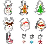 VEYLIN Christmas Cookie Cutters, 10 Piece Biscuit Cookie Cutter - Gingerbread Man,Snowman,Christmas Tree,Santa Reindeer,Stainless Xmas Cookie Cutter