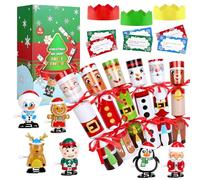 VEYLIN Christmas Crackers, 6 Pack Christmas No-snap Crackers Cracker for Kids Party Table Favor with Wind Up Toys, Party Hat & Joke Xmas Seasonal Holiday Dinner Traditions