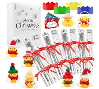 VEYLIN Christmas Crackers Set, 8 Pack Christmas No-snap Crackers for Kids Party Table Favor with Novelty Duck Toys, Hat & Joke Xmas Family Holiday Party Favours