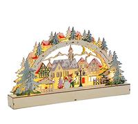 VEYLIN Christmas Decoration 3D Wood Arch, Village Wooden With LED For Xmas