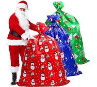 VEYLIN Christmas Giant Gift Bag, 3 Pack Large Gift Wrapping Bag with Name Tag Card and String for Christmas Party (36"x44")
