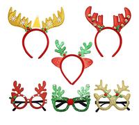 VEYLIN Christmas Glasses & Headbands 12 Pack Party Set