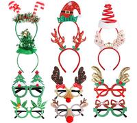 VEYLIN Christmas Glasses to Wear, 6 Pieces Christmas Glitter Party Glasses Fancy Dress Costume Decoration for Kids Adults