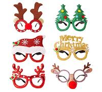 VEYLIN Christmas Glasses to Wear, 6 Pieces Christmas Glitter Party Glasses Fancy Dress Costume Decoration for Kids Adults
