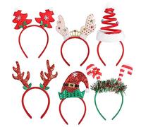 VEYLIN Christmas Glitter Headband,6 Pieces Xmas Reindeer Antler Santa Hair Hoop For Christmas Party Holiday Fancy Dress Costume