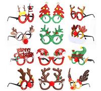 VEYLIN Christmas Glitter Party Glasses, 12 Pack Novelty Xmas Eyeglasses Fancy Dress Costume Decoration for Kids Adults