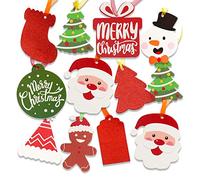 VEYLIN Christmas Kraft Gift Tags, 100 Colorful Christmas Kraft Paper Tag Glitter Present Wrap Hanging Labels with String