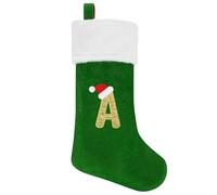 VEYLIN Christmas Letter Stockings 20 Inch Embroidered Christmas Stockings with Initials, Personalised Christmas Stocking Green Christmas Stockings for Kids/Adult Letter A