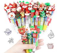 VEYLIN Christmas Multicolour Ballpoint Pens, 30PCS 4 Colours, Xmas Mini Retractable Pens for Kids Novelty Pens for Class Reward Gifts Party Bag Fillers