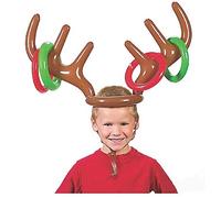 VEYLIN Christmas Party Toss Game Inflatable Reindeer Antler Hat with Rings for Kids Adults Family Xmas Fun Games