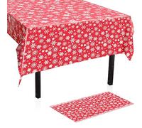 VEYLIN Christmas Plastic Table Cover, Snowflakes Tablecloth 137cm x 274cm Xmas Tablecloth for Christmas Party Decor