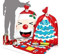 VEYLIN Christmas Sacks Large, 2 Pack Jumbo Plastic Santa Gift Sack Bag Stocking Wrapping Decoration (56 x 36 Inch)