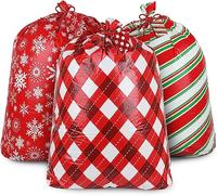 VEYLIN Christmas Sacks Large, 3 Pack Extra Large Plastic Xmas Bags for Wrapping Gifts Decoration (44 x 36.2 Inch)