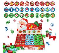 VEYLIN Christmas Stamps for Kids, 30pcs Assorted Xmas Self-Inking Stampers for Kids Christmas Party Bag Fillers