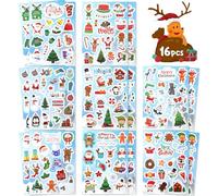 VEYLIN Christmas Sticker Sheets Pack 16 Xmas Stickers for Kids Christmas Stickers for Kids Party DIY Crafts Gift Wrapping