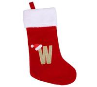 VEYLIN Christmas Stockings Embroidered 20 Inch Christmas Stockings with Letters, Plush Christmas Stockings Christmas Stockings for Kids/Adult Red Letter(W)