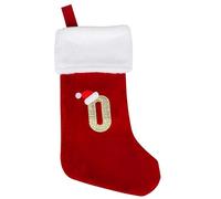 VEYLIN Christmas Stockings with Letters, 20 Inch Plush Christmas Stockings Large Embroidered Stockings Christmas Stockings for Kids/Adult Red Letter(O)