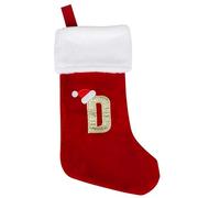 VEYLIN Christmas Stockings with Letters- 20 Inch Plush Christmas Stockings Large Embroidered Stockings Xmas Stockings for Kids/Adult Red Letter(D)
