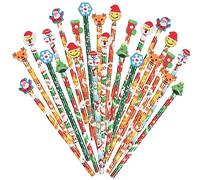VEYLIN Christmas Themed Pencil Set, 72 Pieces Christmas Pencil With 72 Christmas Themed Erasers For Kids Party Favors Classroom Gifts