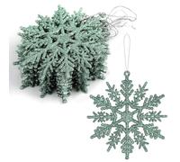 VEYLIN Christmas Tree Decorations - 12PCS Glitter Hanging Snowflake Ornaments (Mint Green)