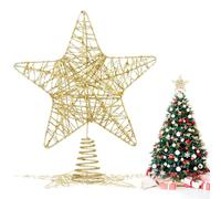 VEYLIN Christmas Tree Topper, 10 Inch Metal Glitter Star Treetop for Home Decoration