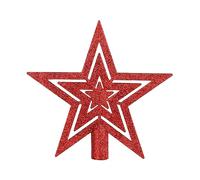 VEYLIN Christmas Tree Topper,20CM Gold Glittered Star Christmas Tree Topper Star Tree Topper for Christmas Tree Ornament(Red)