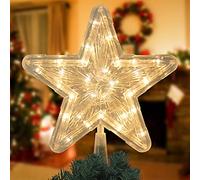 VEYLIN Christmas Tree Topper, Gold Glittered Hollow Christmas Tree Topper Star for Christmas Tree