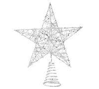 VEYLIN Christmas Tree Topper, Silver Glittered Hollow Christmas Tree Topper Star for Christmas Tree Ornament(Silver)