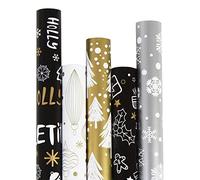 VEYLIN Christmas Wrapping Paper - 5 x 3M Roll Xmas Wrapping Paper Roll for Gift Boxes Festival Decoration (43.2cm x 15M)