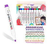 VEYLIN Coloured Whiteboard Markers, 12 Pack Whiteboard Pens Markers Dry Wipe Markers for Office, Classroom and Home
