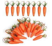 VEYLIN Easter Carrots,20 Pcs Easter Carrots Hanging Decorations Easter Artificial Carrots Foam Glitter Powder Carrots,Suitable for kitchen photography props, plastic toys, party gifts