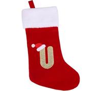 VEYLIN Embroidered Stockings Christmas 20 Inch Plush Christmas Stockings with Letters, Christmas Stockings Christmas Stockings for Kids/Adult Red Letter(U)