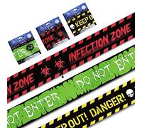 VEYLIN Halloween Caution Tapes,3 * 7.6 CM*10M Halloween DON OT ENTER Tape, INFECTION ZONE Tapes and KEEP OUT DANGER Tape Halloween Prop Fright Tape Outdoor Garden Door Decoration