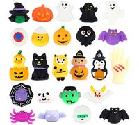 VEYLIN Halloween Squishy Toys,24 Pieces Halloween Stress Reliever Toys Mochi Squishy Toys for Halloween Goody Bags Party Favors Treat Gifts