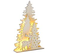 VEYLIN Light Up Christmas Wooden Decorations Reindeer Forest Scene Ornament Table Winter Holiday Supplies