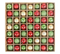 VEYLIN Mini Glitter Christmas Baubles, 49pcs 3cm for Tree Decoration (Red and Green)