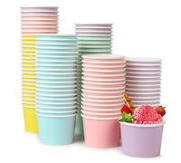VEYLIN Paper Ice Cream Cups,100 x 3OZ/130ML Disposable Colorful Paper Dessert Cups for Yogurt Soup Sundae Frozen