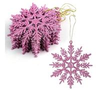 VEYLIN Purple Christmas Decorations, 12PCS Glitter Snowflakes Tree Hanging Decorations