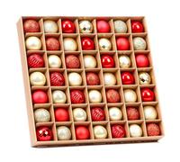 VEYLIN Red Christmas Mini Baubles, 49pcs 3cm Tiny Glitter Baubles for Christmas Tree Decoration (Red & Gold)