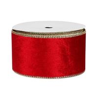 VEYLIN Red Satin Ribbon 63mm, 9m(10 Yards) Double Sided Solid Colors Velvet Ribbon for Christmas Tree Decoration DIY Craft