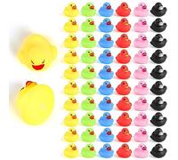 VEYLIN Rubber Ducky Age 2+, 50pcs Colorful Rubber Duckys Bath Toy for Kids Float and Squeak Mini Yellow Ducks Bathtub Toys for Shower